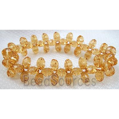 Chinese Crystal Glass Bracelet, stretchy, gold-champagne