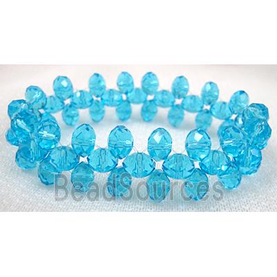 Chinese Crystal Glass Bracelet, stretchy, aqua