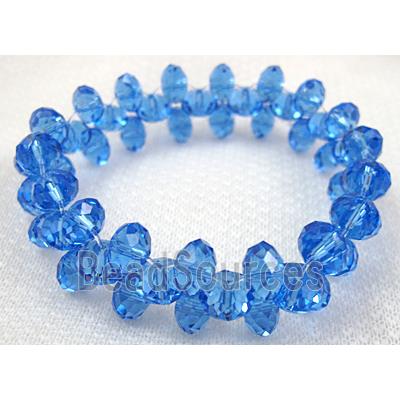 Chinese Crystal Glass Bracelet, stretchy, blue