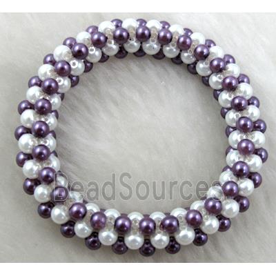 pearlized glass bracelet, stretchy, purple