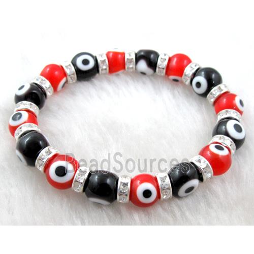 lampwork glass bracelet, stretchy, evil eye