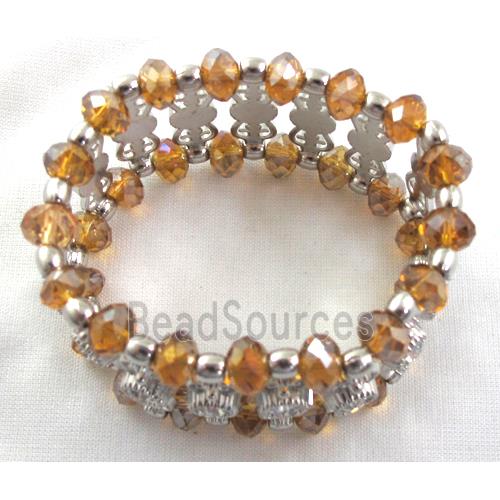 Stretchy Chinese Crystal glass Bracelet, golden