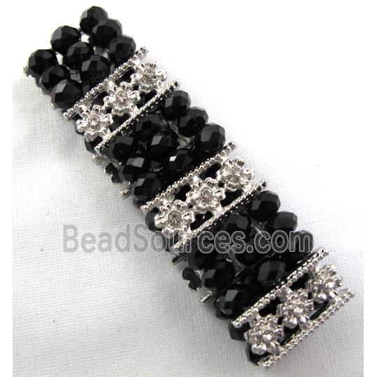Stretchy Chinese Crystal glass Bracelet, black