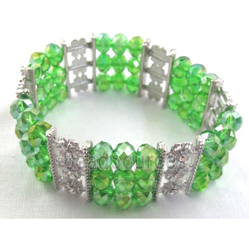 Stretchy Chinese Crystal glass Bracelet, green