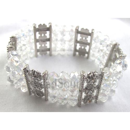 Stretchy Chinese Crystal glass Bracelet, clear