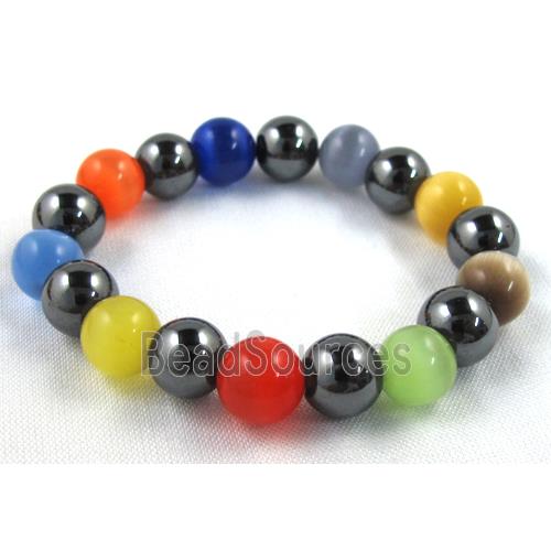 cat eye stone bracelet, stretchy, colorful