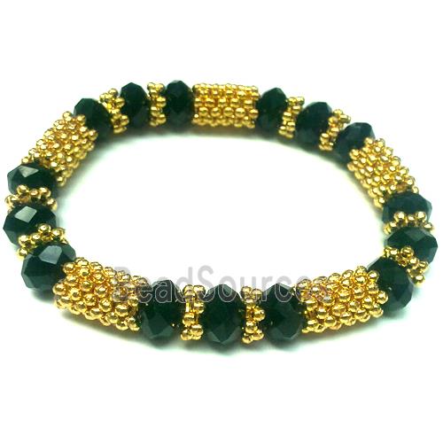 Stretchy Bracelets, chinese crystal bead and alloy snow spacer