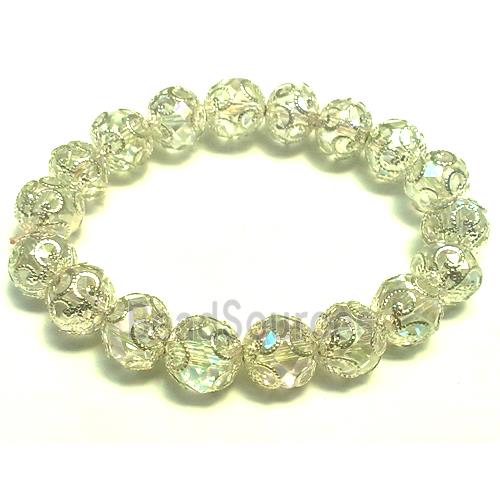 Chinese Crystal Glass Bracelet, stretchy, clear