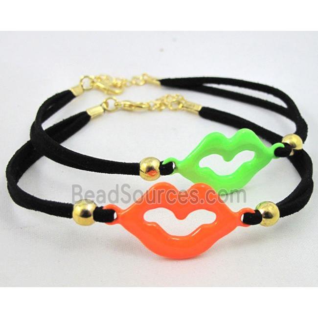 handmade Adjustable bracelet with suede, enamel alloy