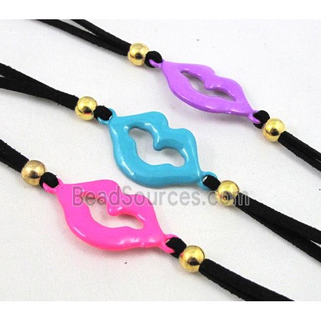 handmade Adjustable bracelet with suede, enamel alloy