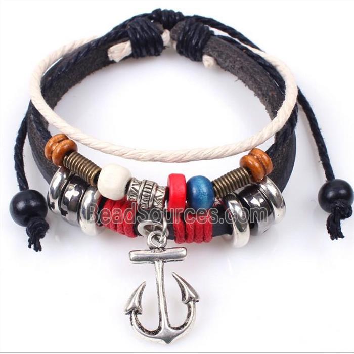 handmade bracelet with leather, alloy bead