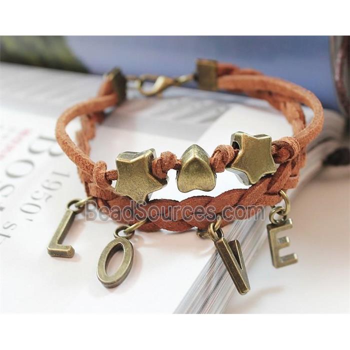 handmade bracelet with leather, alloy bead