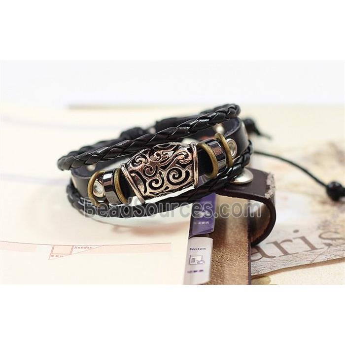 handmade bracelet with leather, alloy bead