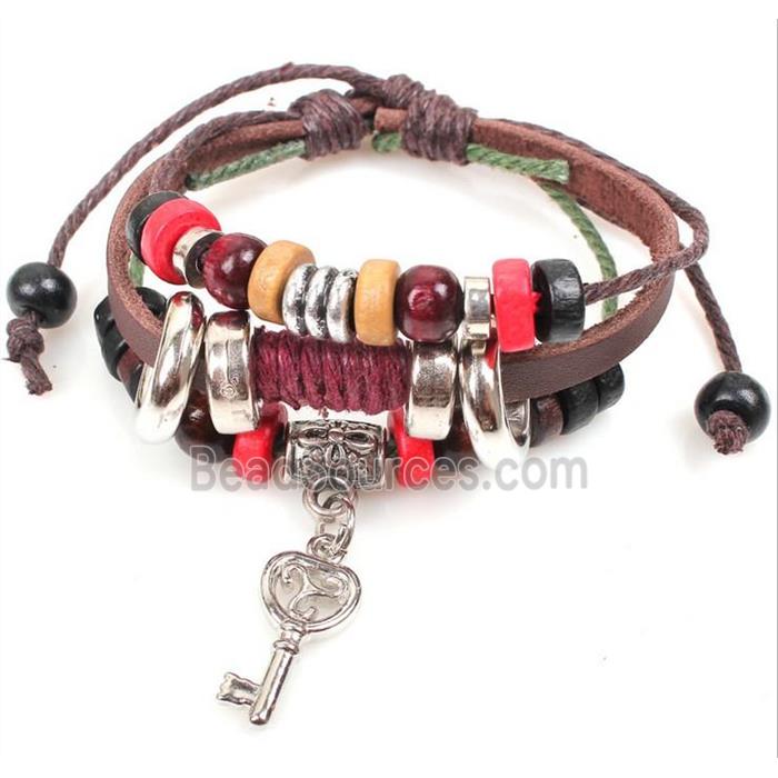 handmade bracelet with leather, alloy bead