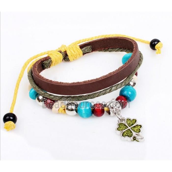handmade bracelet with leather, alloy bead