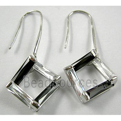 Jet Cubic Zirconia Diamond Pane Earrings, Nickel Free