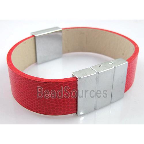 PU Leather Bracelet, alloy bead with mideast rhinestone
