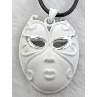 lacquered mask Necklace, alloy, rubber cord