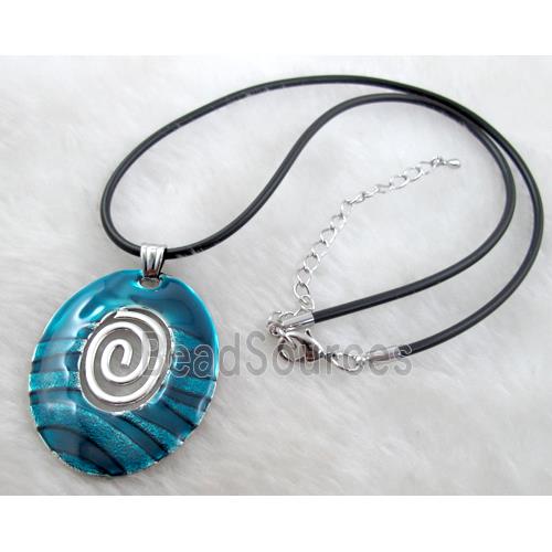 Enamel Necklace, alloy, rubber cord