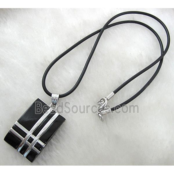 Acrylic Necklace, alloy, rubber cord