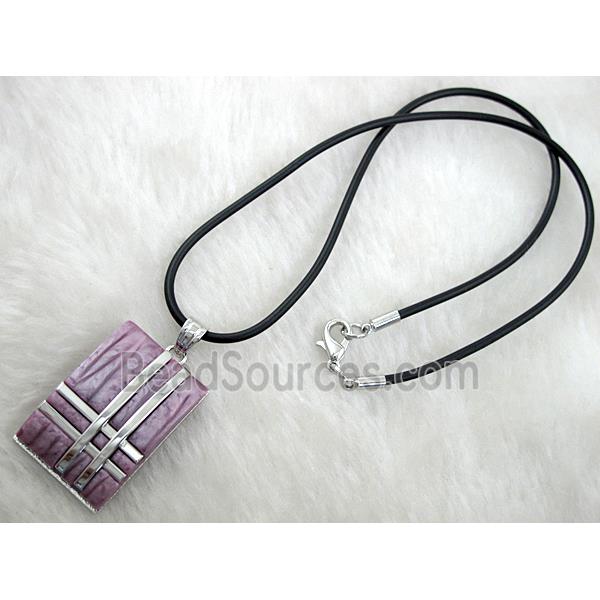 Acrylic Necklace, alloy, rubber cord