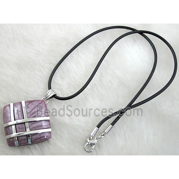 Acrylic Necklace, alloy, rubber cord