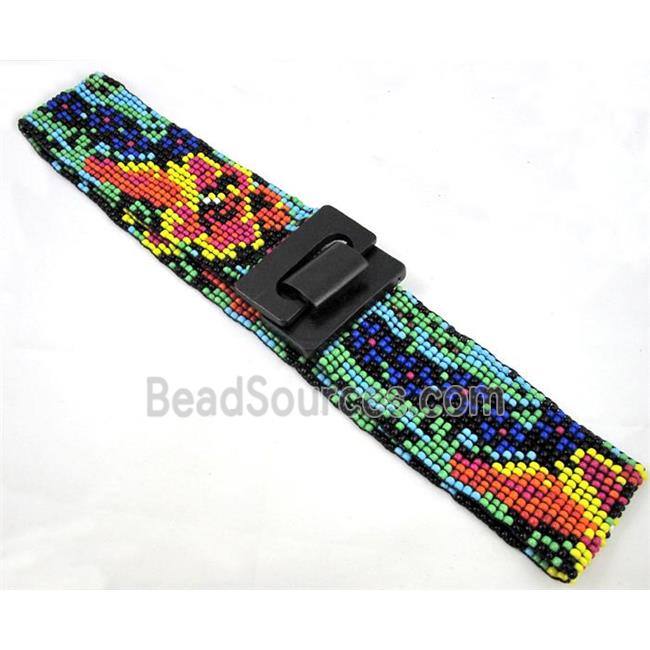 waistband with glass bead, stretchy, handmade, mixed