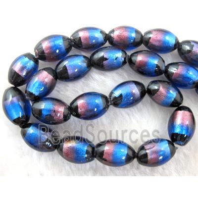 Rice dichromatic Foil Glass Lampwork Bead