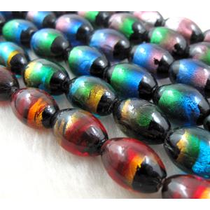 Rice dichromatic Foil Glass Lampwork Bead