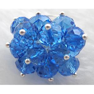 handcraft Crystal glass ring, blue