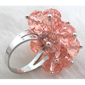 handcraft Crystal glass ring, rose-pink