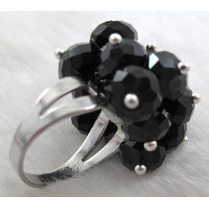 handcraft Crystal glass ring, black