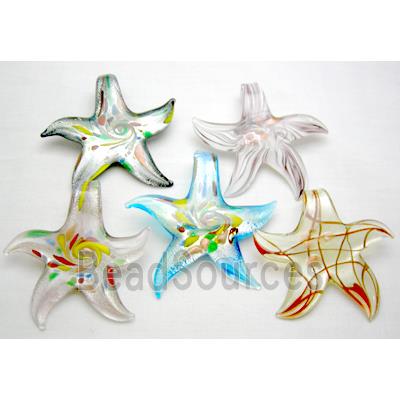 Mix Handmade Foil Glass starfish pendant