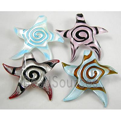 Mix Handmade Foil Glass Swirl starfish pendant