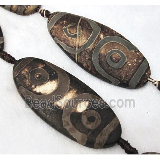 Tibet agate beads, flat oval, coffee