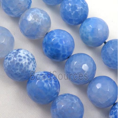 blue Fired Agate Stone beads, faceted round