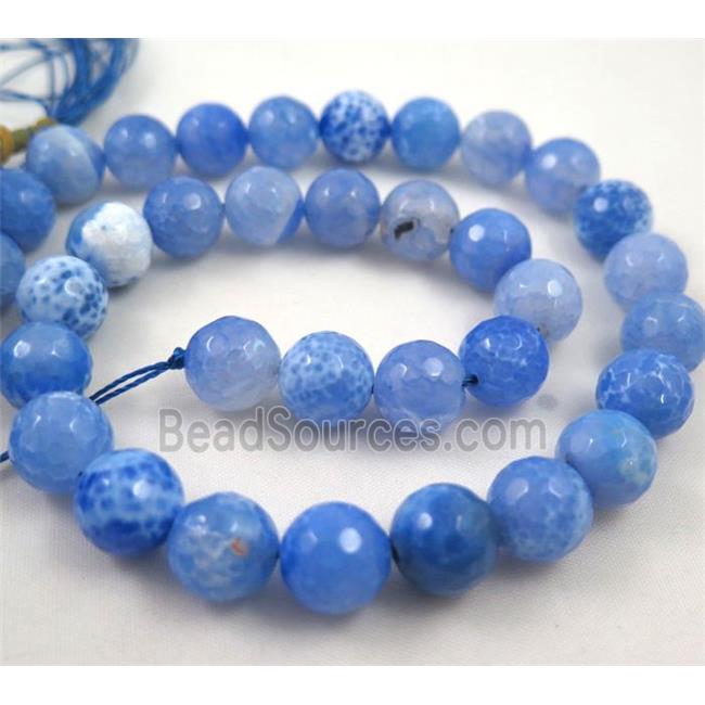 blue Fired Agate Stone beads, faceted round