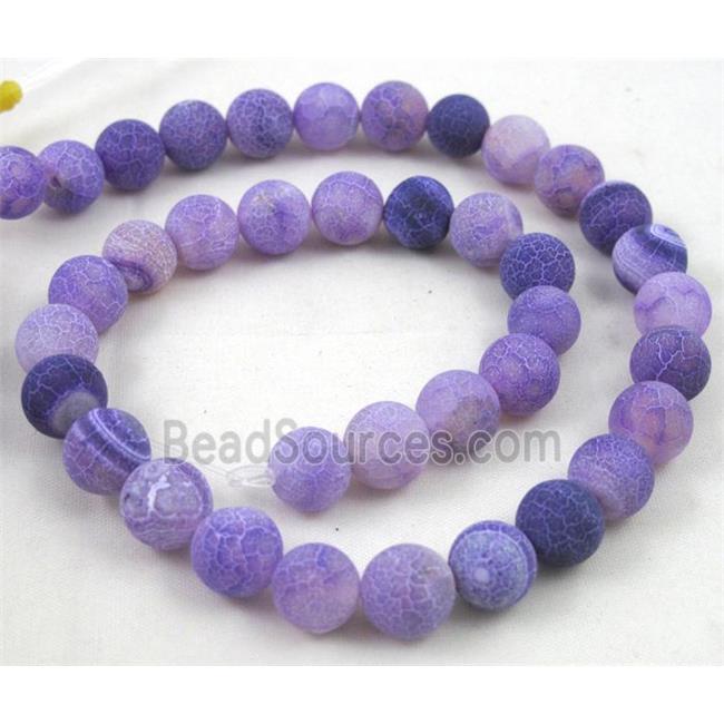 round purple frosted Crackle Agate beads