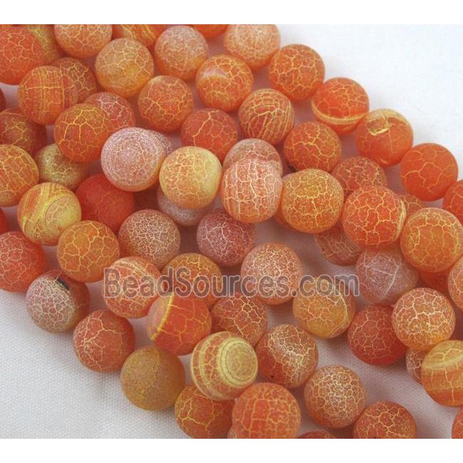 round orange frosted Crackle Agate beads