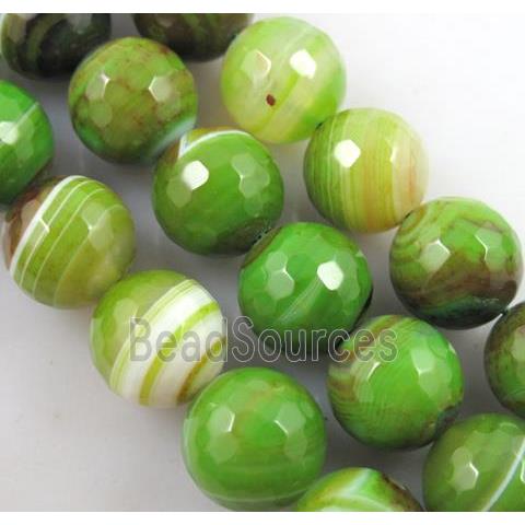 green Striped Agate Stone beads, faceted round