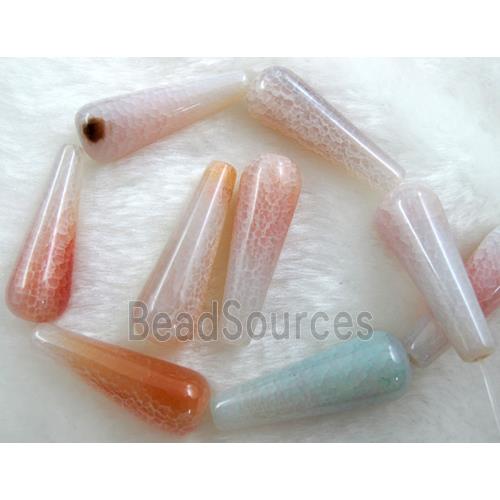 Natural dragon veins Agate bead, teardrop, orange dye