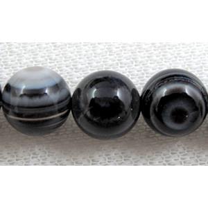 round Natural black stripe Agate beads