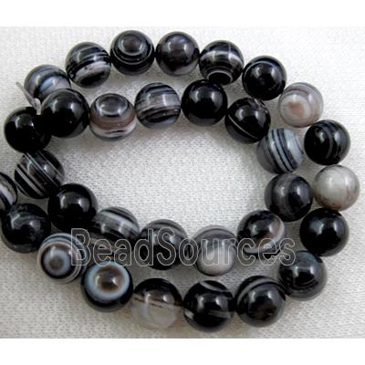 round Natural black stripe Agate beads