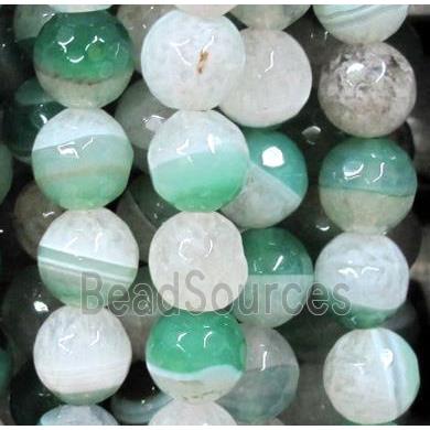 faceted round Druzy Agate beads, green