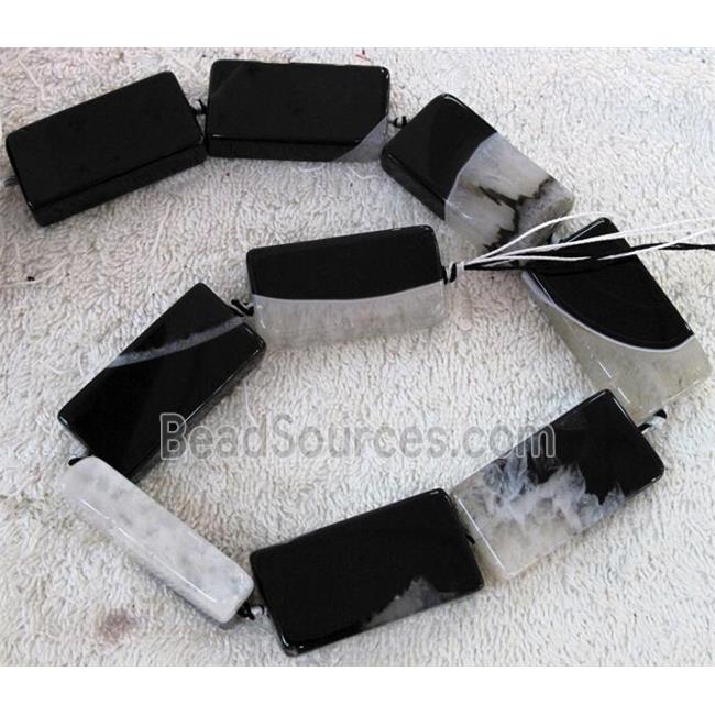 Agate Druzy beads, rectangle, white