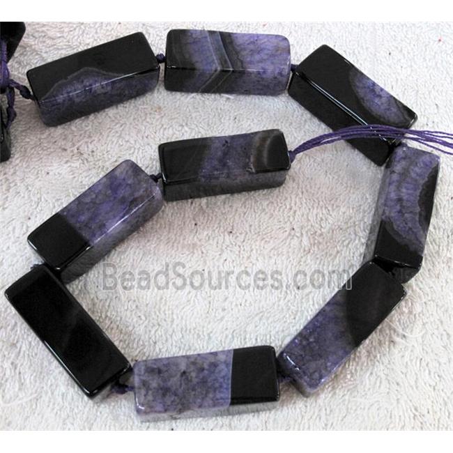 Agate Druzy beads, cuboid, purple