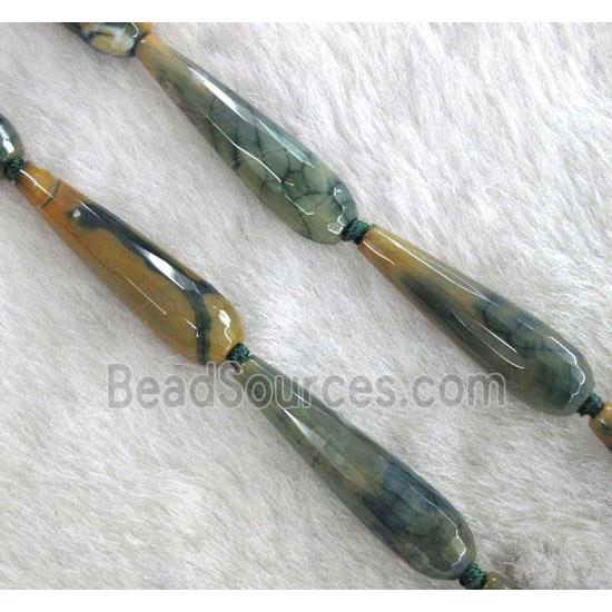 agate beads, faceted teardrop, ink-blue