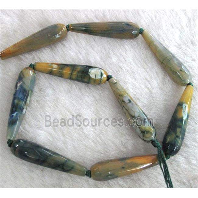 agate beads, faceted teardrop, ink-blue