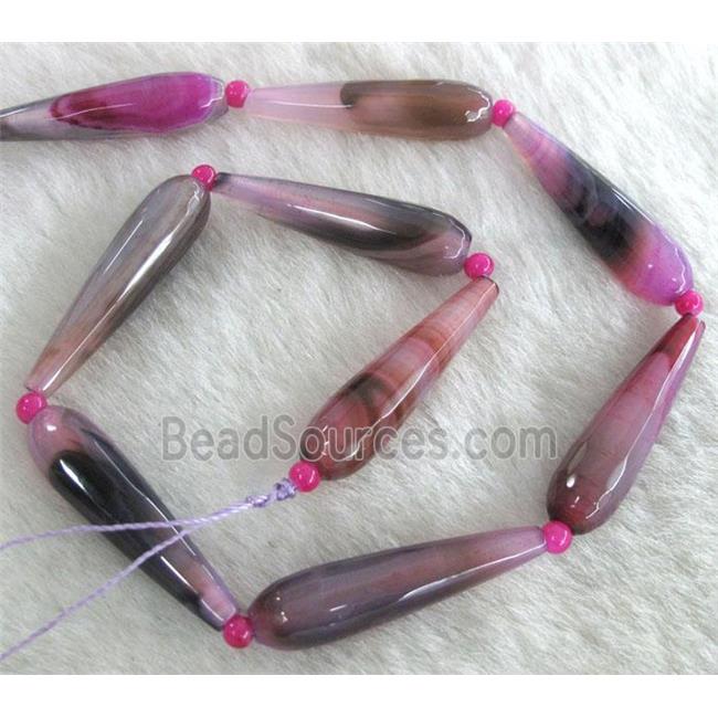 hotpink agate beads, faceted teardrop