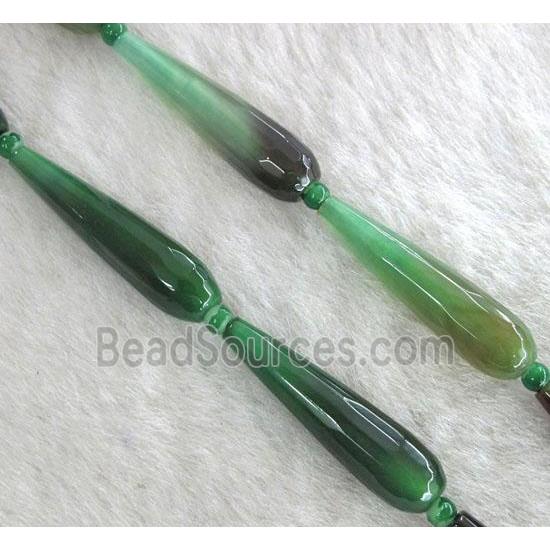 green agate beads, faceted teardrop